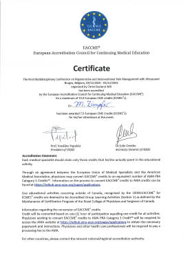 1st Multidisciplinary Conference on Regenerative and Interventional Pain Management with Ultrasound